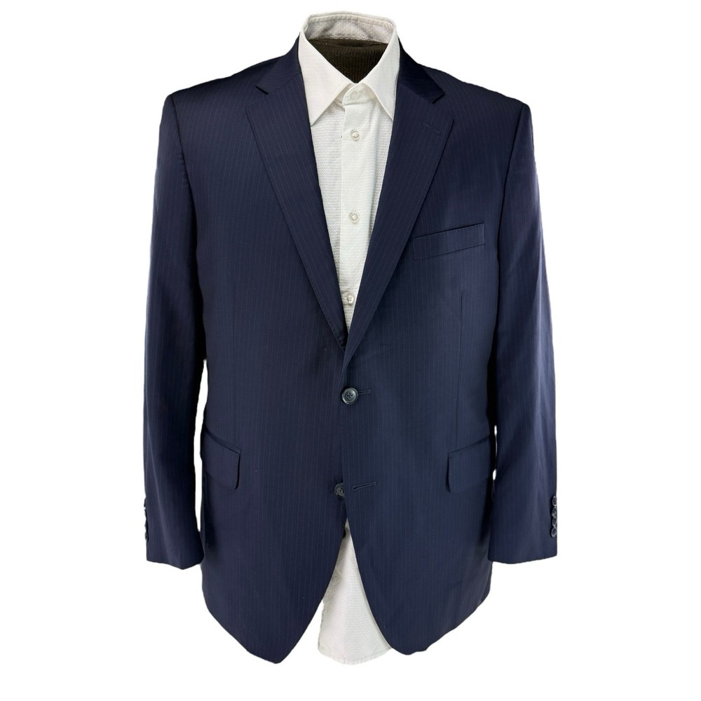 Peter Millar Blue Stripe Wool Blazer 2 Button Double Vent Men's Size 44R